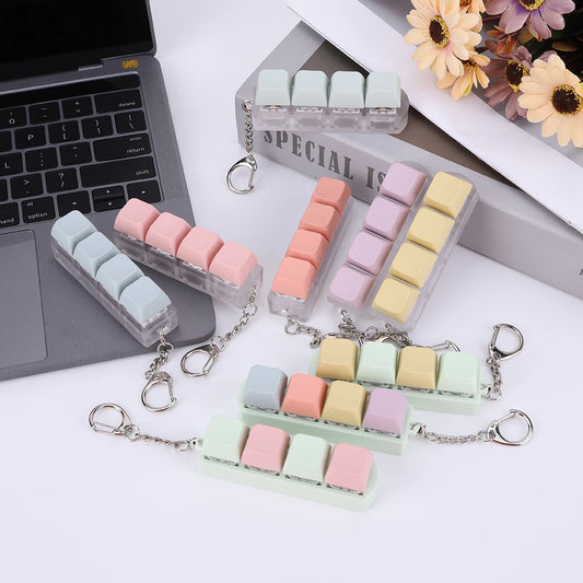 Keyboard Key Toy Stress Relief Keyboard Keychain Toys DIY Fidget Button Keycap for Children Adults Decompression Toys