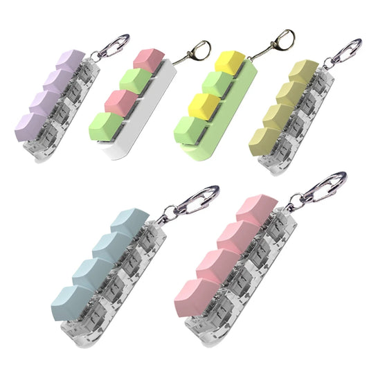 Keyboard Key Toy Stress Relief Keyboard Keychain Toys DIY Fidget Button Keycap for Children Adults Decompression Toys